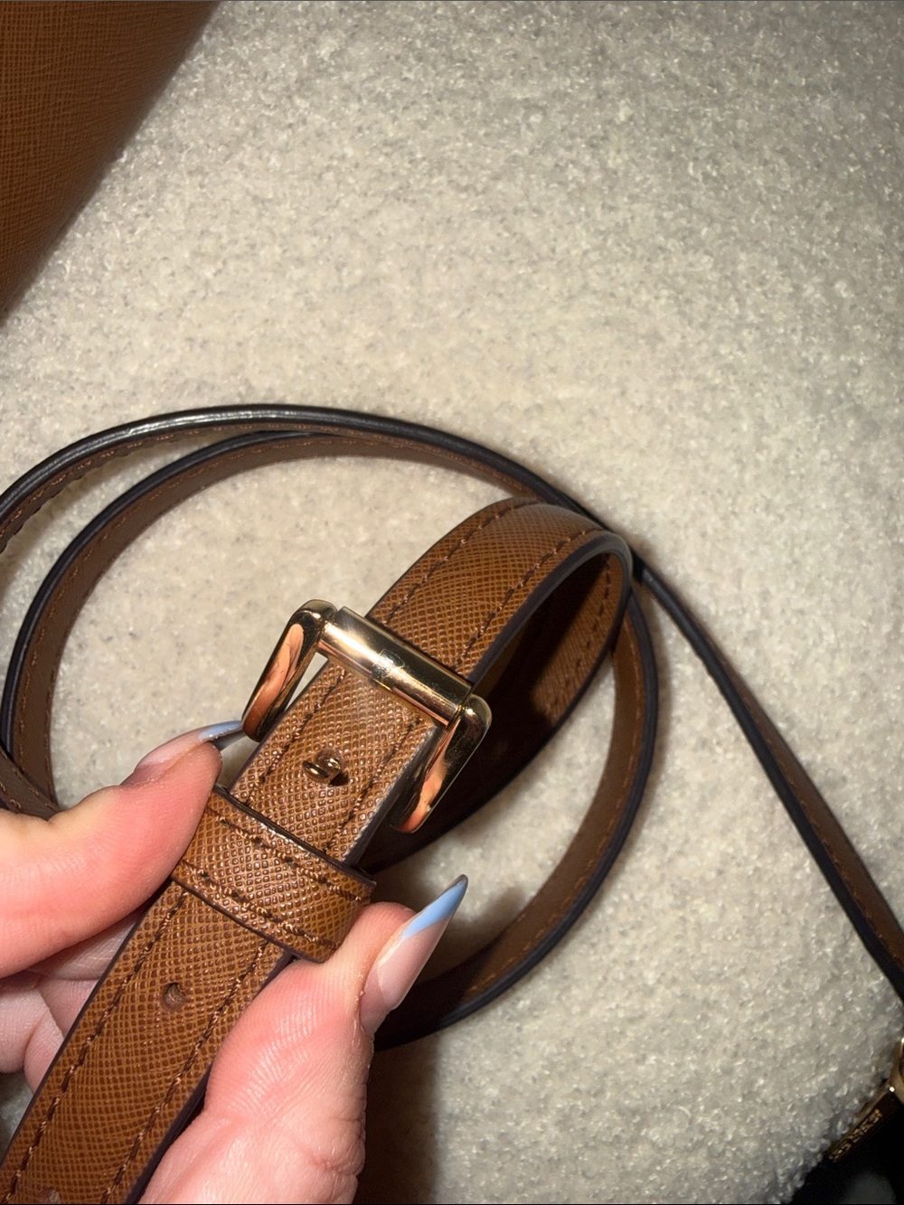 Michael Kors Tan Saffiano Leather Crossbody Satchel with Gold Hardware - Picture 6 of 9
